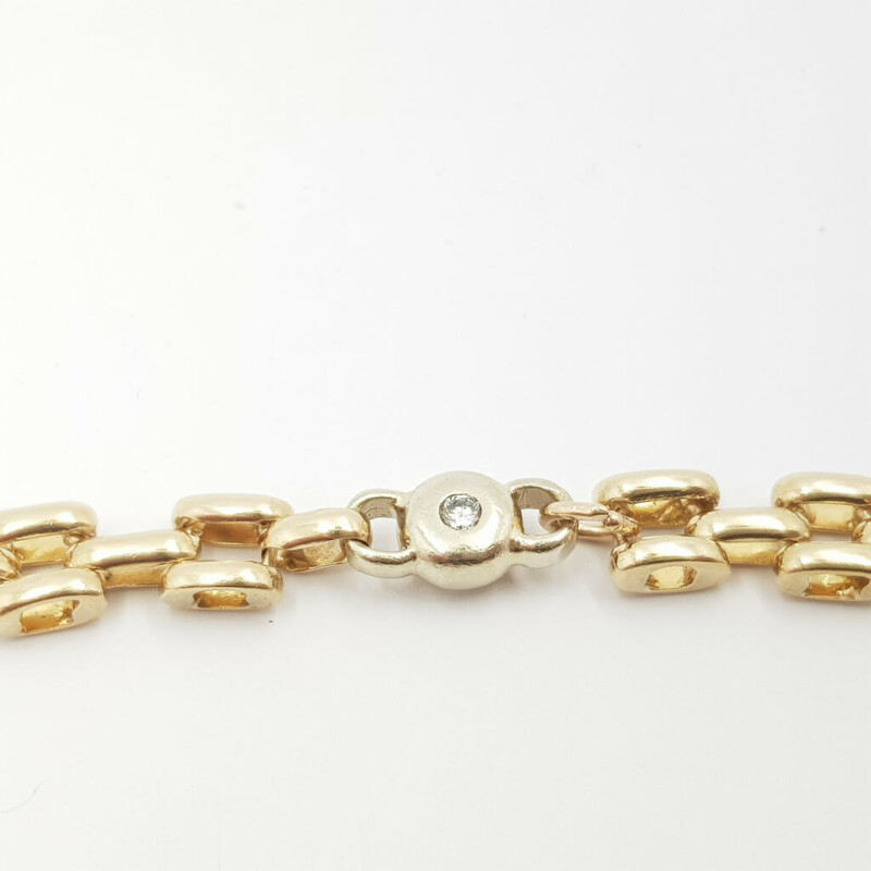 9ct Two Tone Gold Diamond Bracelet 22cm #58898