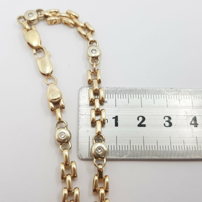 9ct Two Tone Gold Diamond Bracelet 22cm #58898