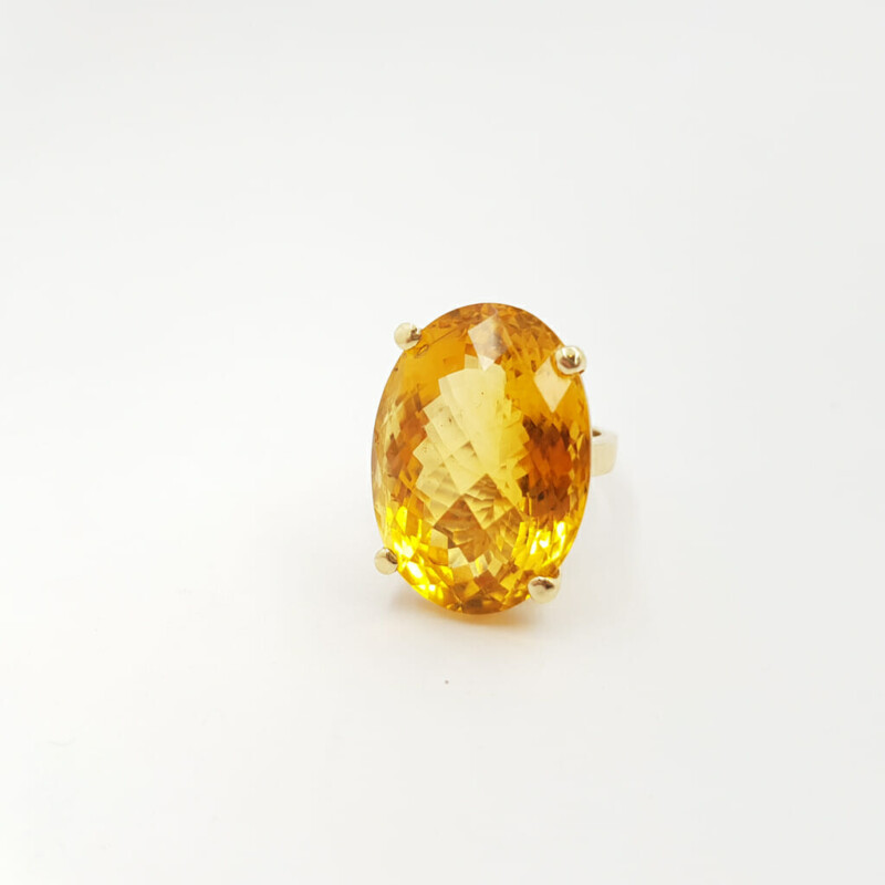 9ct Yellow Gold Large 45ct Citrine Cocktail Ring Size Q Val $3750 #56154-3