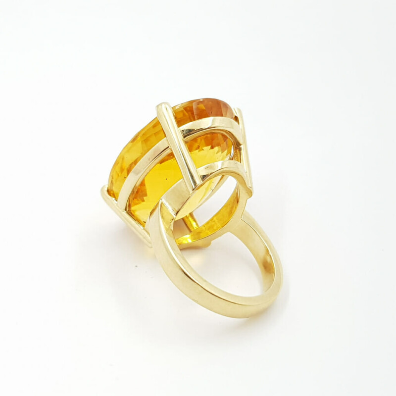 9ct Yellow Gold Large 45ct Citrine Cocktail Ring Size Q Val $3750 #56154-3