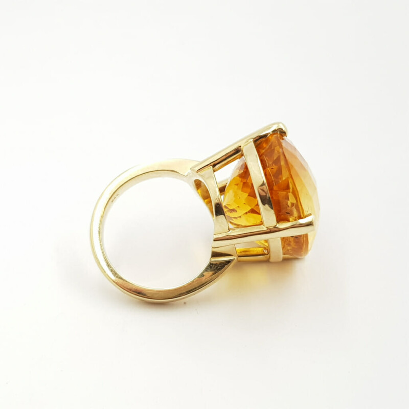 9ct Yellow Gold Large 45ct Citrine Cocktail Ring Size Q Val $3750 #56154-3