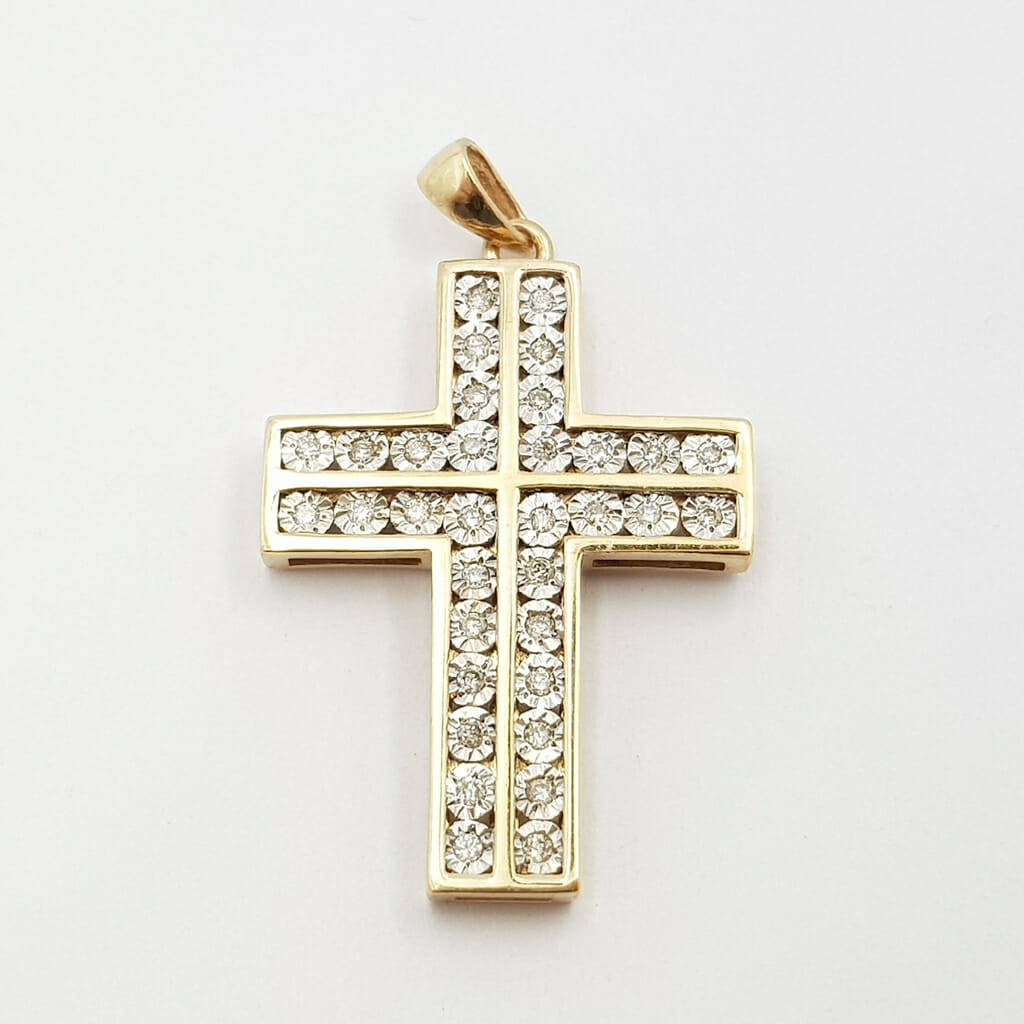 9ct Yellow Gold Diamond Cross Pendant #59927 9ct Yellow Gold Diamond Cross Pendant #59927 - Image 2