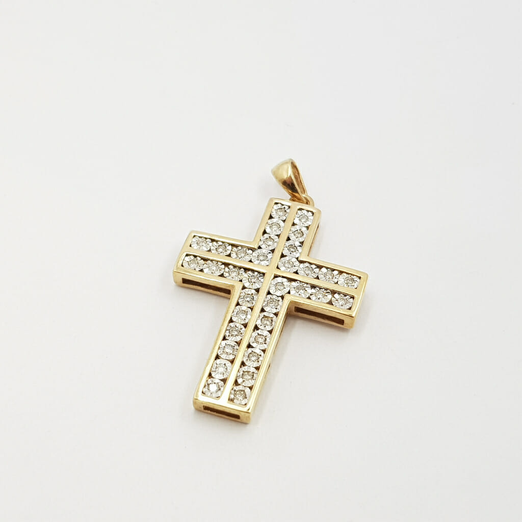 9ct Yellow Gold Diamond Cross Pendant #59927 9ct Yellow Gold Diamond Cross Pendant #59927 - Image 3