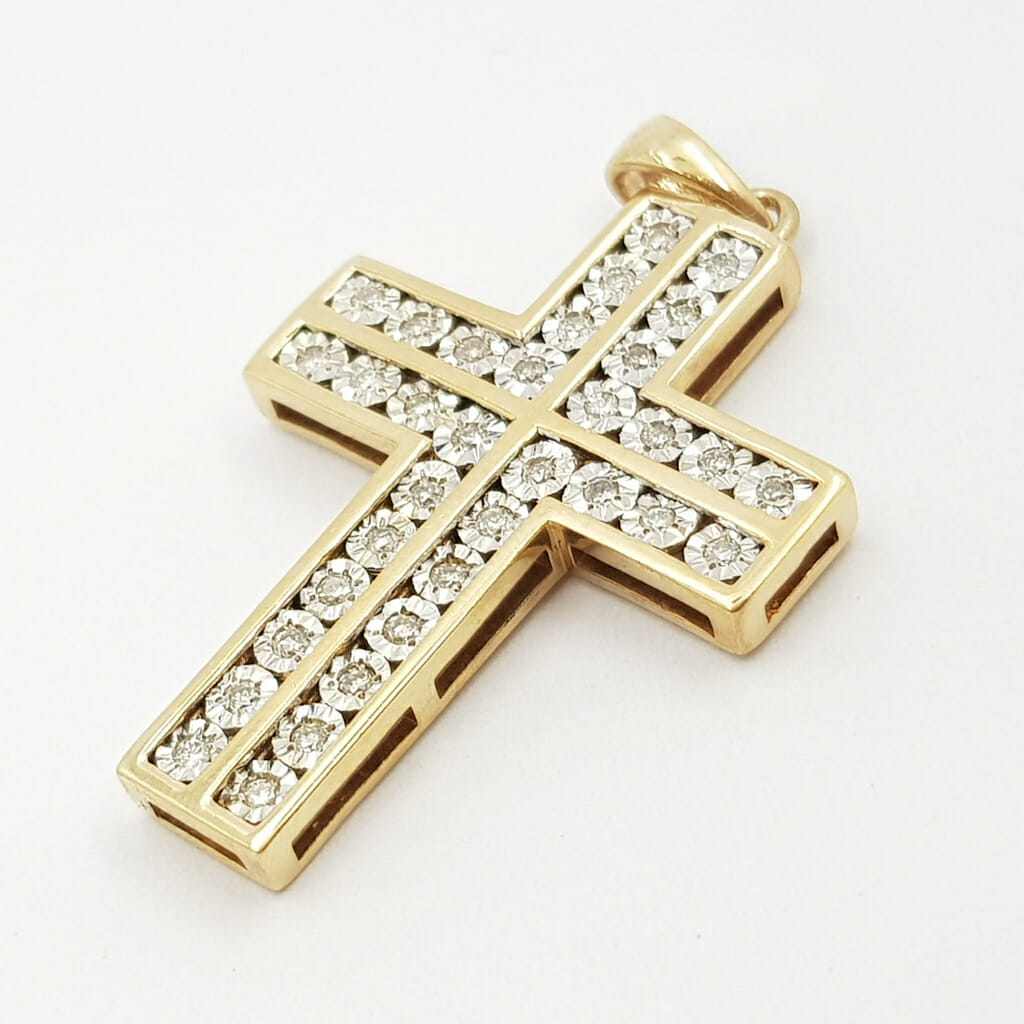 9ct Yellow Gold Diamond Cross Pendant #59927 9ct Yellow Gold Diamond Cross Pendant #59927