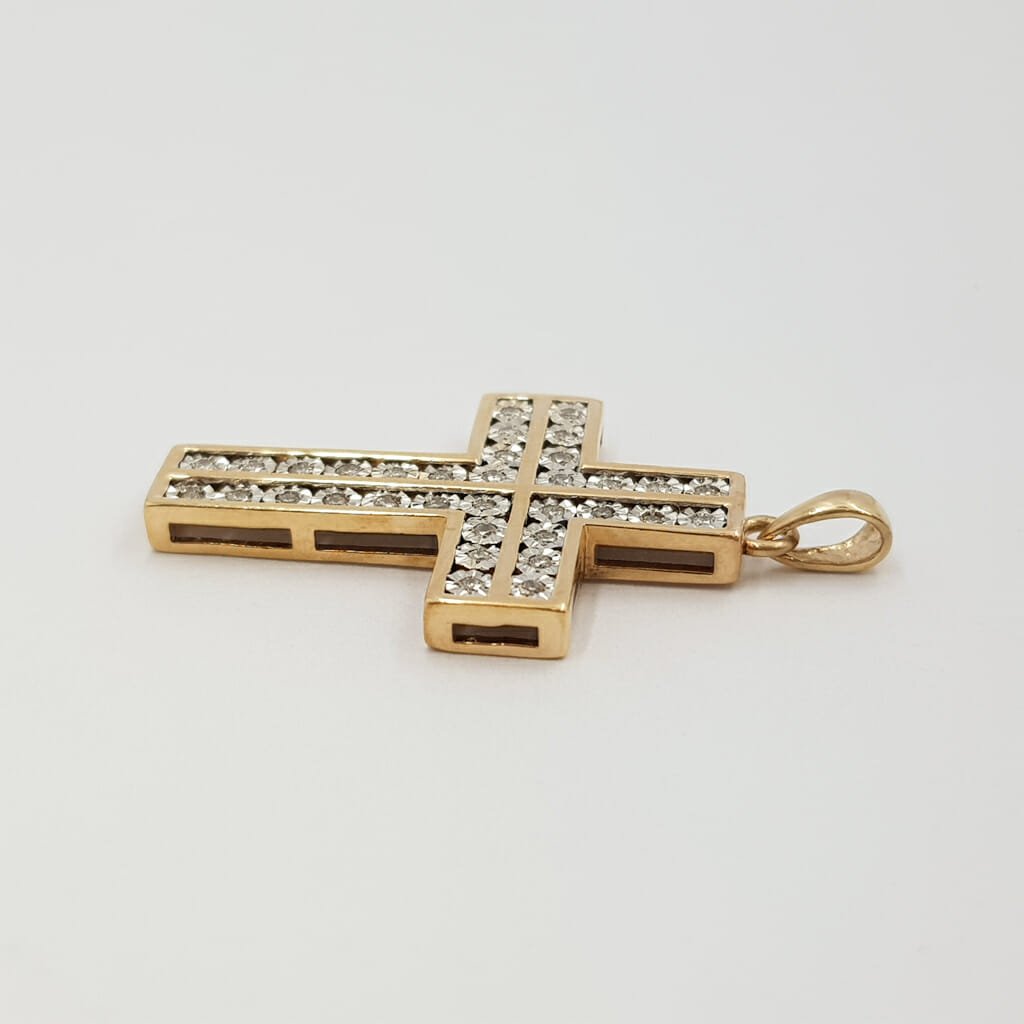 9ct Yellow Gold Diamond Cross Pendant #59927 9ct Yellow Gold Diamond Cross Pendant #59927 - Image 5
