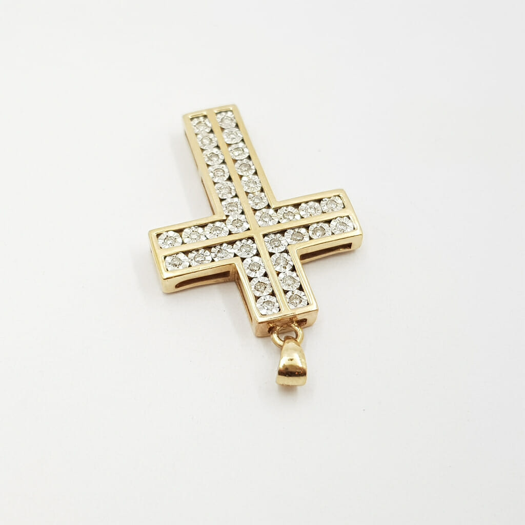 9ct Yellow Gold Diamond Cross Pendant #59927 9ct Yellow Gold Diamond Cross Pendant #59927 - Image 6
