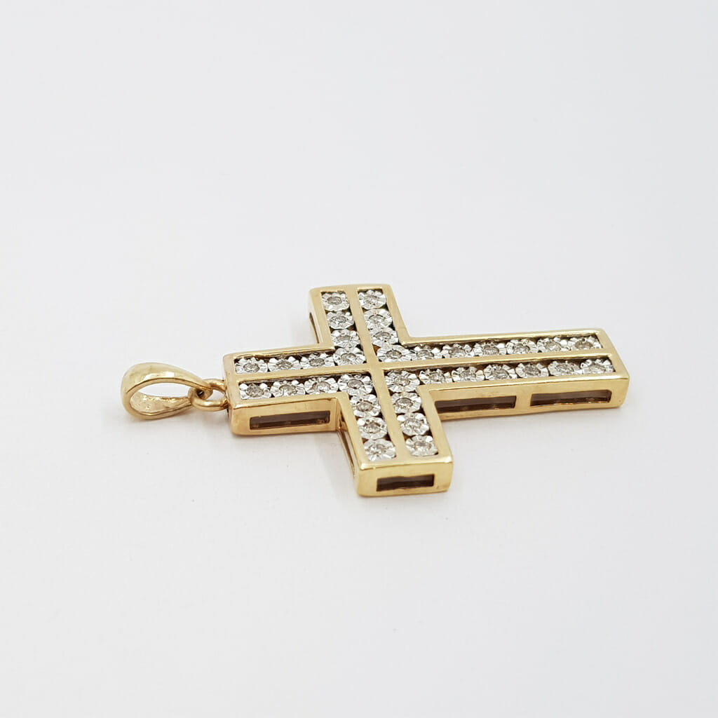 9ct Yellow Gold Diamond Cross Pendant #59927 9ct Yellow Gold Diamond Cross Pendant #59927 - Image 7