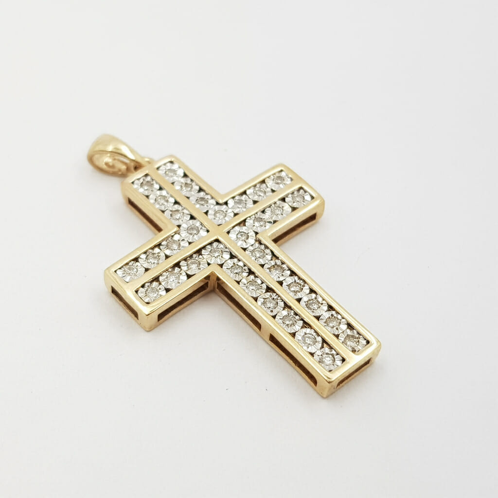 9ct Yellow Gold Diamond Cross Pendant #59927 9ct Yellow Gold Diamond Cross Pendant #59927 - Image 8