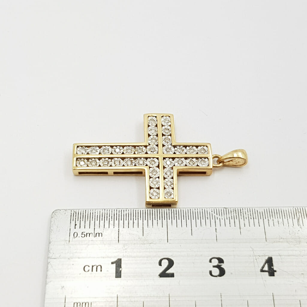 9ct Yellow Gold Diamond Cross Pendant #59927 9ct Yellow Gold Diamond Cross Pendant #59927 - Image 12