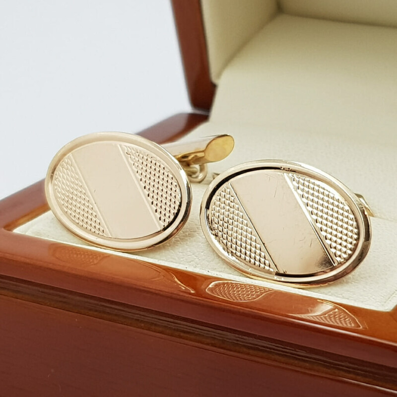 Vintage 9ct Yellow Gold Oval Cufflinks Made in Britain #58505