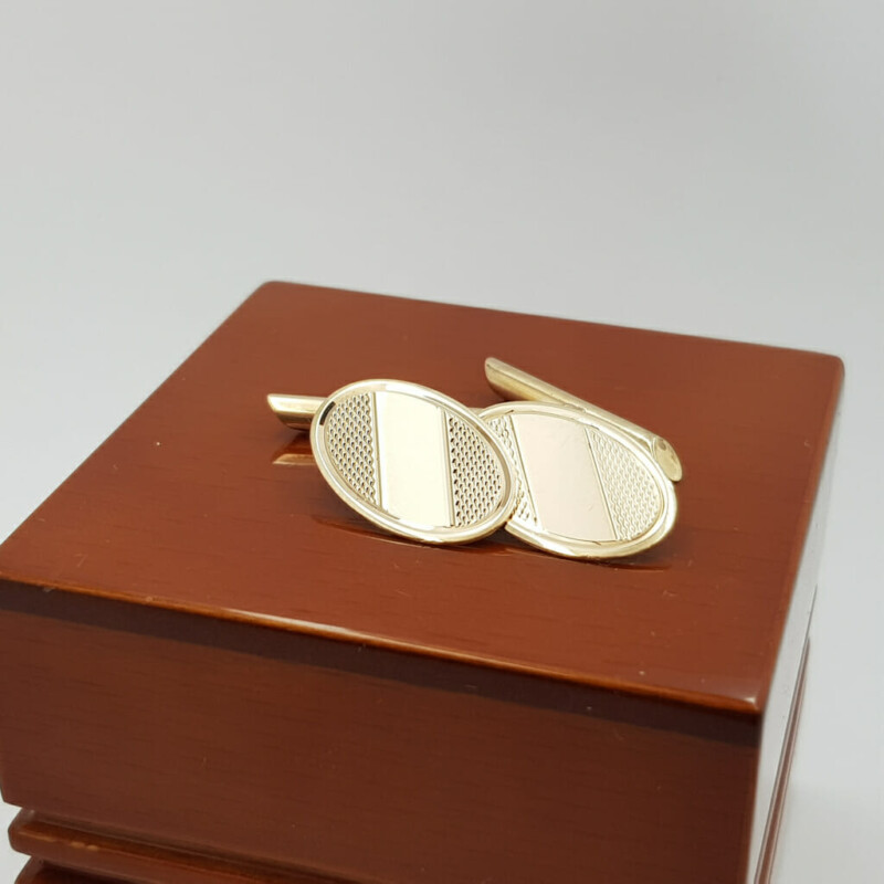 Vintage 9ct Yellow Gold Oval Cufflinks Made in Britain #58505
