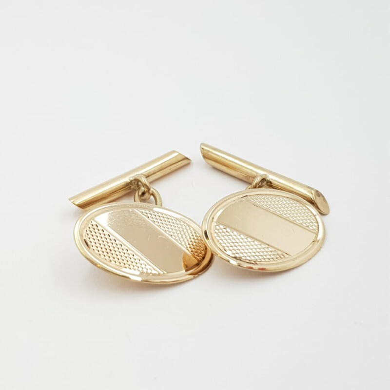 Vintage 9ct Yellow Gold Oval Cufflinks Made in Britain #58505
