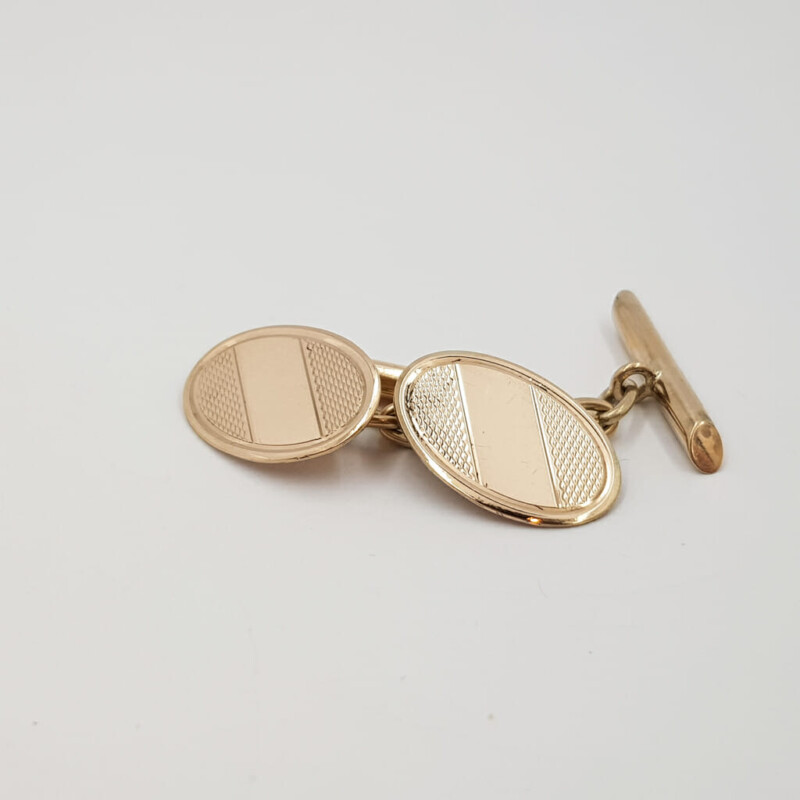 Vintage 9ct Yellow Gold Oval Cufflinks Made in Britain #58505