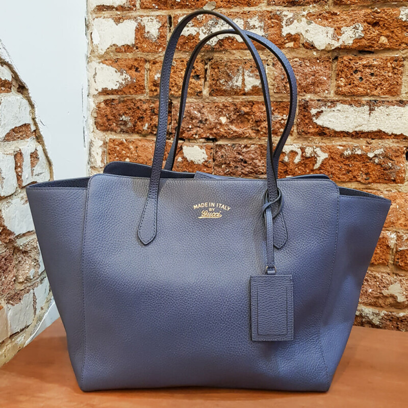 Gucci Swing Blue Leather Tote Bag 354397 + COA #59555