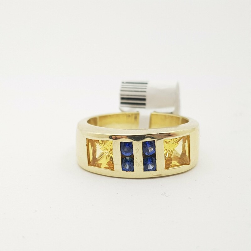 14ct Yellow Gold Ceylon Sapphire Band Ring Val $4800 Size O #36506