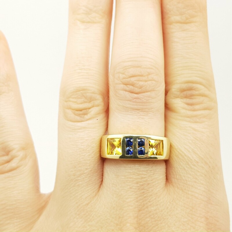 14ct Yellow Gold Ceylon Sapphire Band Ring Val $4800 Size O #36506