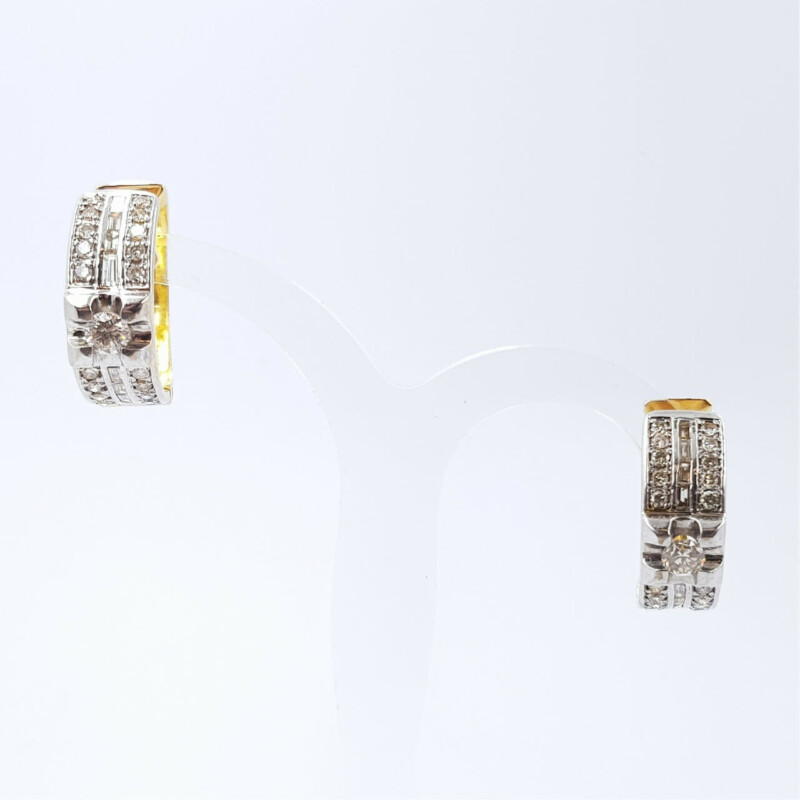 18ct Two Tone Gold Diamond Hoop 1.64ct TDW Earrings Val $5850 #52866