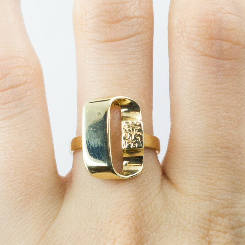 Vintage 14ct Yellow Gold Designer Ring Size N1/2 #48504