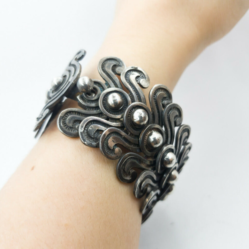 Mayan Style Sterling Silver Fancy Link Bracelet #55035