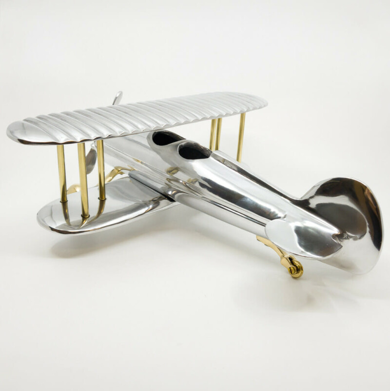 Metal Biplane with Rotating Propeller Model/Figurine Display Piece #56829