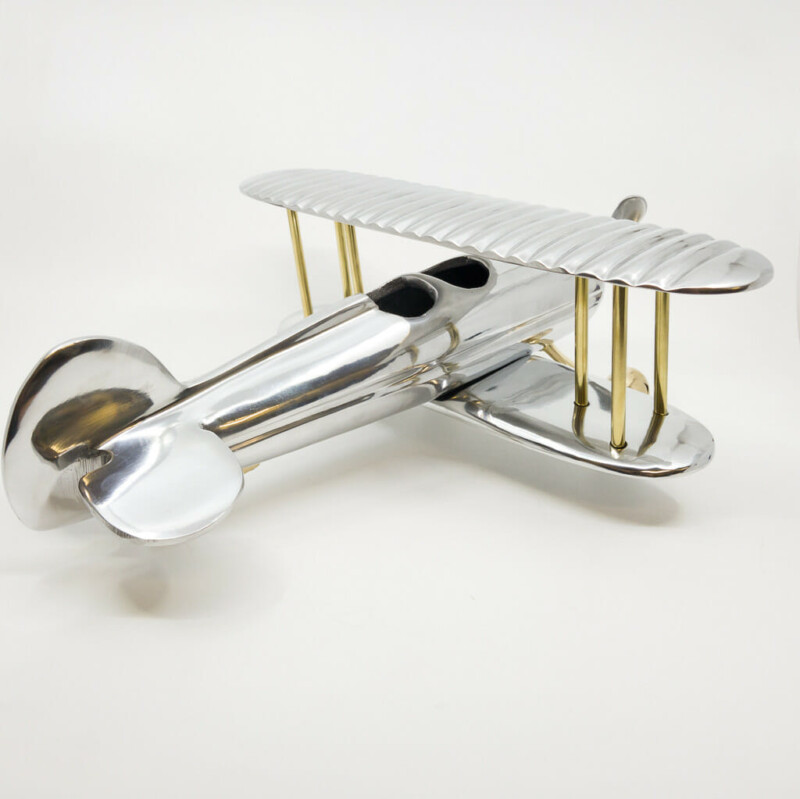Metal Biplane with Rotating Propeller Model/Figurine Display Piece #56829