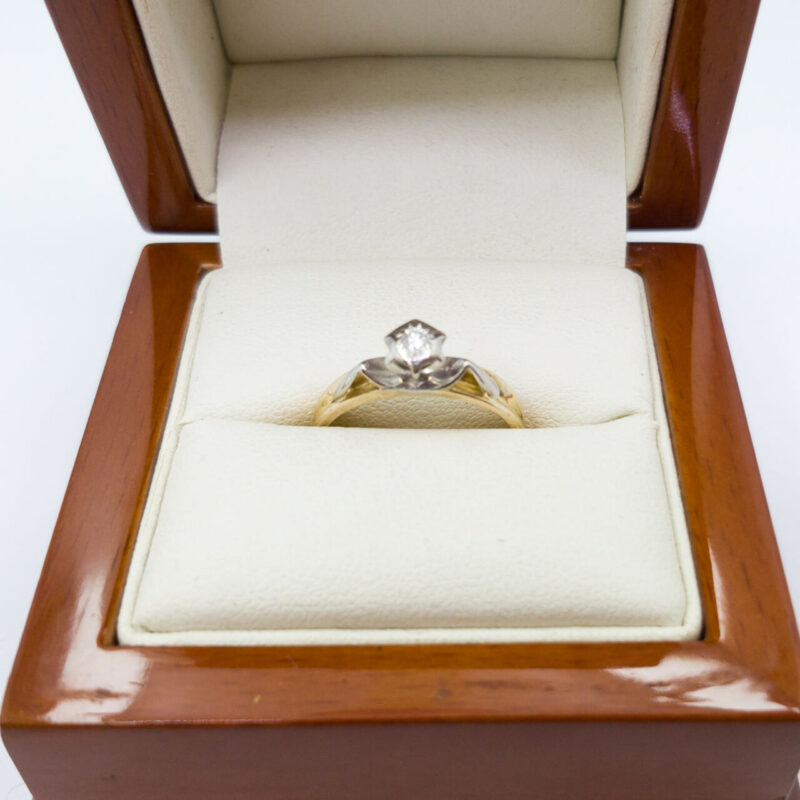 18ct Yellow Gold Vintage Style Solitaire Ring Size O #57311