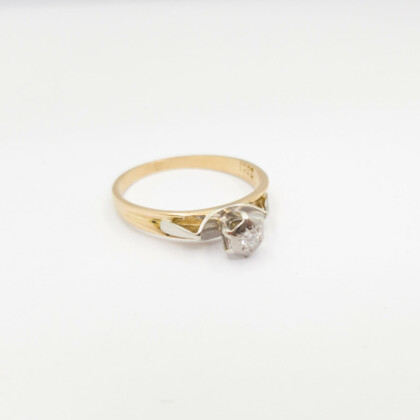 18ct Yellow Gold Vintage Style Solitaire Ring Size O #57311