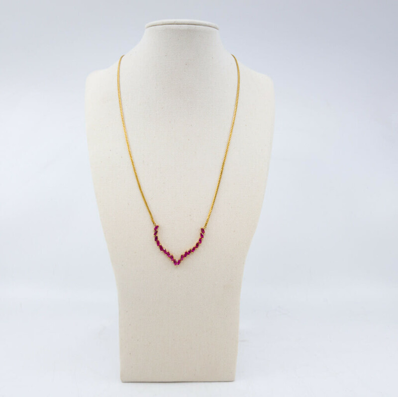 23ct Yellow Gold Natural Ruby Necklace 45cm #52797