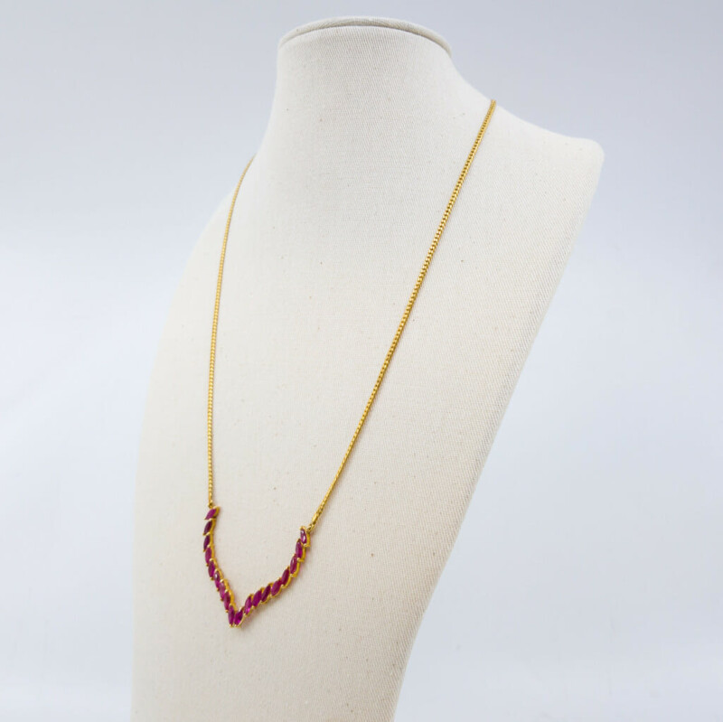 23ct Yellow Gold Natural Ruby Necklace 45cm #52797