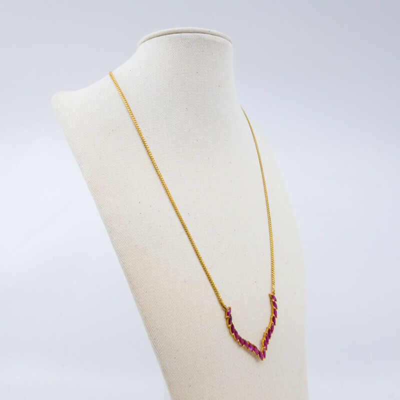 23ct Yellow Gold Natural Ruby Necklace 45cm #52797