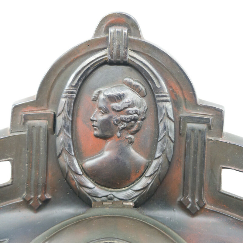 Victorian Art Deco Inkstand Cast Metal Desktop Accessory #57779