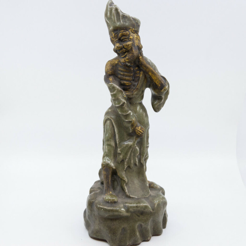 Clay Cleric Statue Green & Gold Ceramic #57307