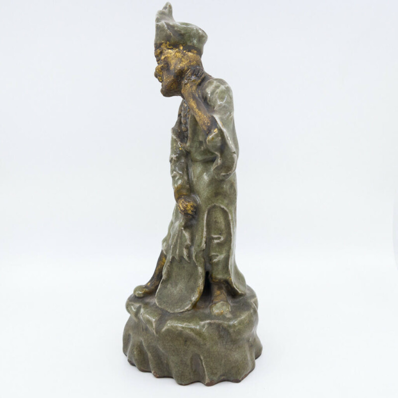 Clay Cleric Statue Green & Gold Ceramic #57307