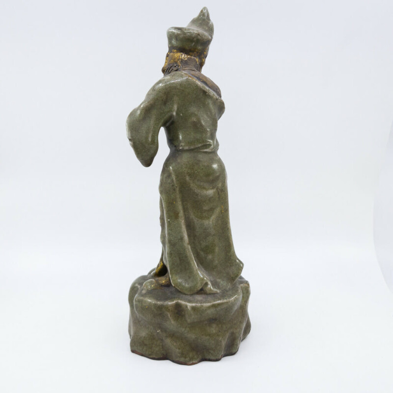Clay Cleric Statue Green & Gold Ceramic #57307