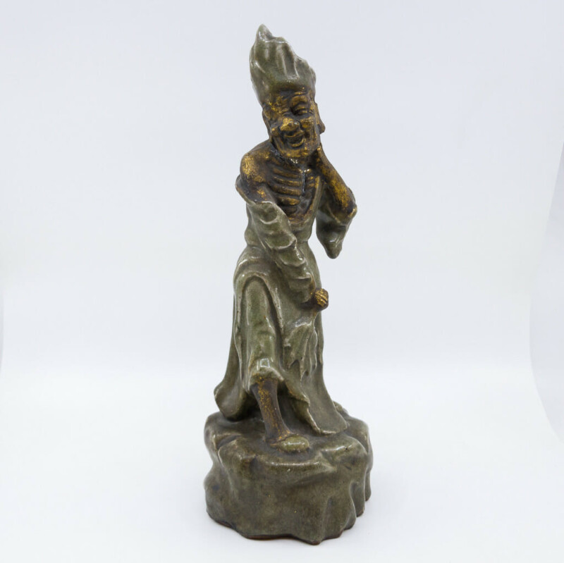 Clay Cleric Statue Green & Gold Ceramic #57307