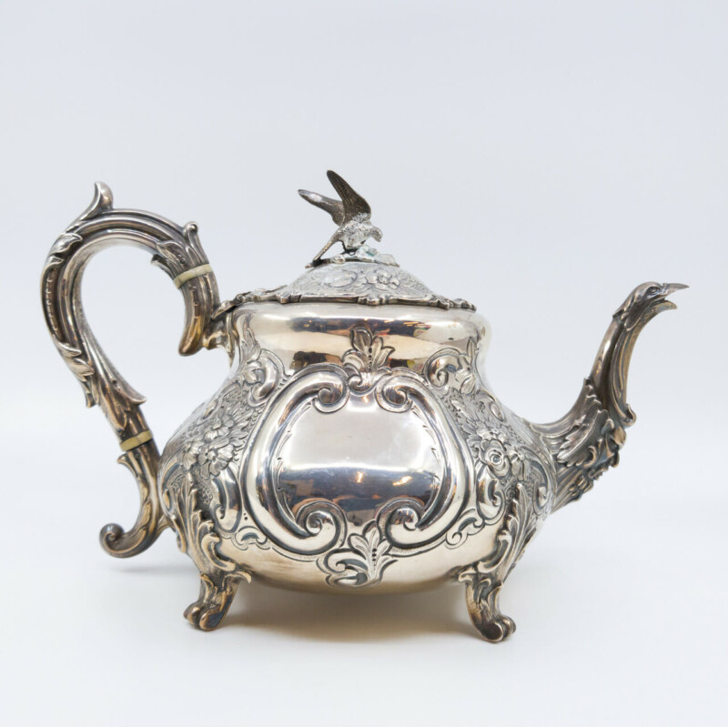 Victorian Art Nouveau Matched Antique Charles Boyton Tea & Coffee Sterling Silver Set C/1986 #57952