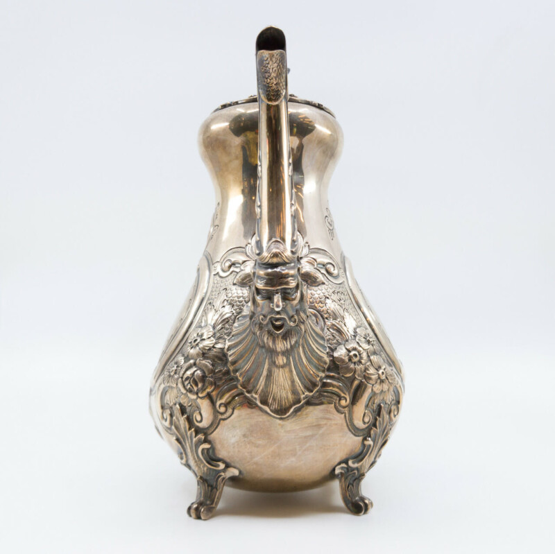 Victorian Art Nouveau Matched Antique Charles Boyton Tea & Coffee Sterling Silver Set C/1896 #57952