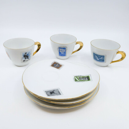 3x Westminster China Australia Sets of Cup & Saucer Postage Stamp Design #58251