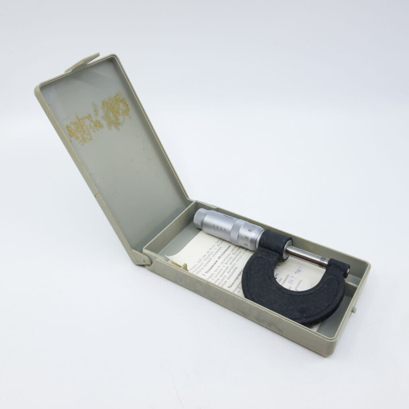 Vintage 1987 USSR / Soviet Kalibr Works Tyme MK 0-25mm Micrometer Original Case #58764