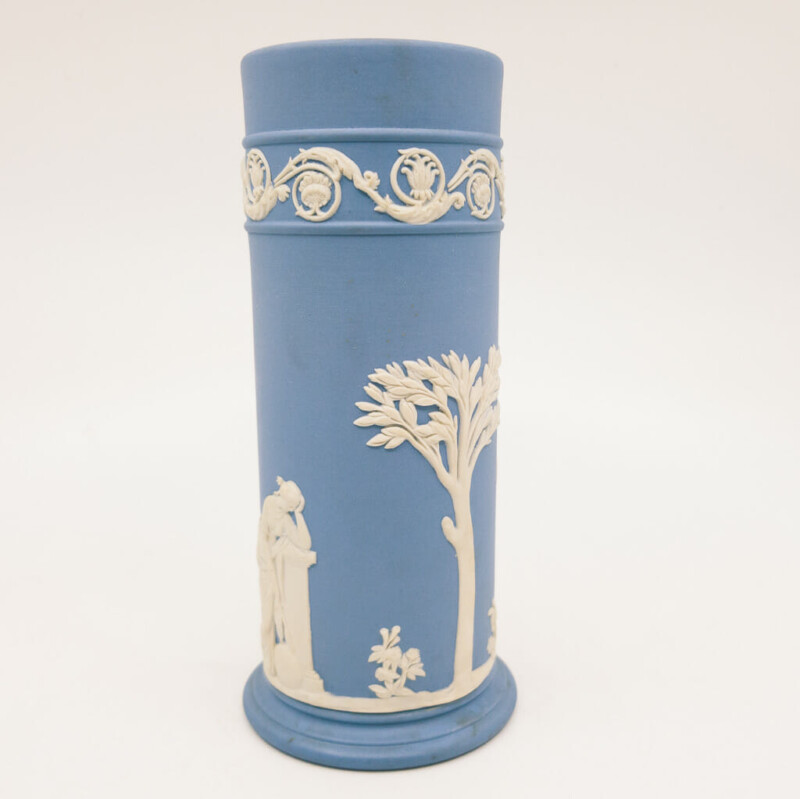 Vintage Wedgwood Blue Jasperware Spill Vase - Melpomene & Urania Jasperware #59336