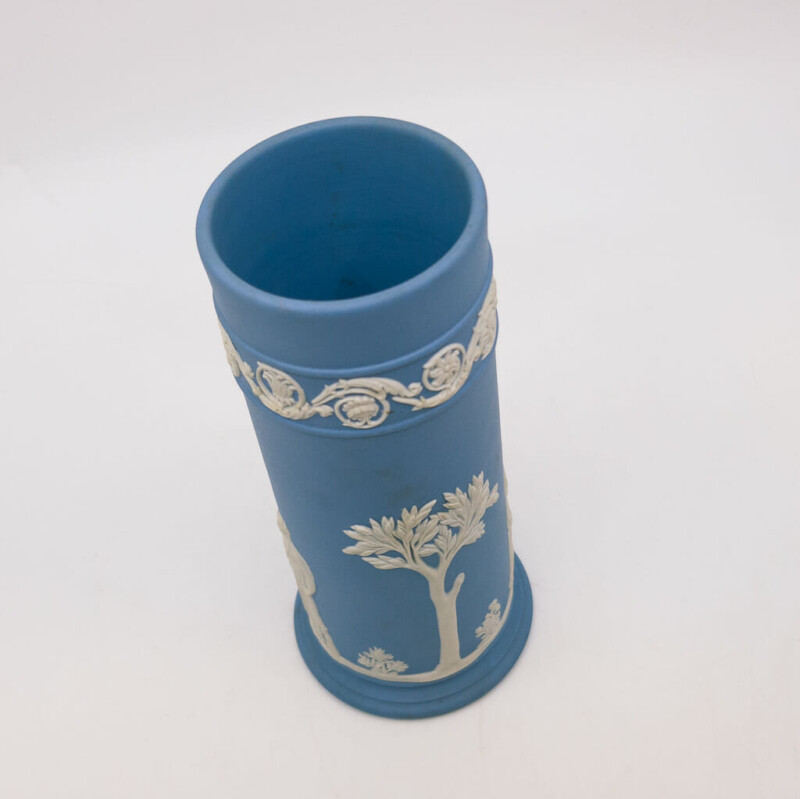 Vintage Wedgwood Blue Jasperware Spill Vase - Melpomene & Urania Jasperware #59336