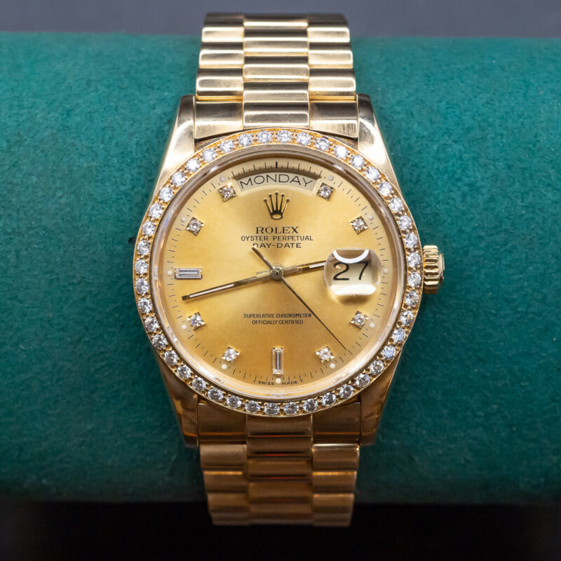 18ct Solid Gold Rolex President 18048 Oyster Perpetual Datejust + Box c/1988 Serviced #60395