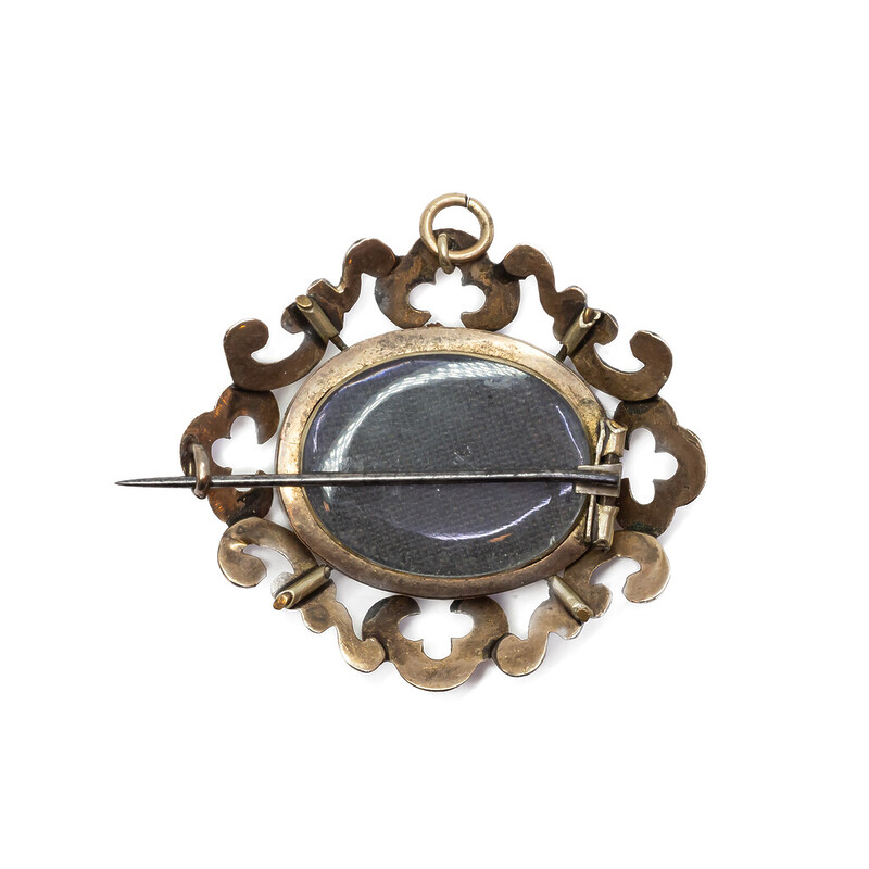 Gold Plated Antique Mourning Brooch #32829