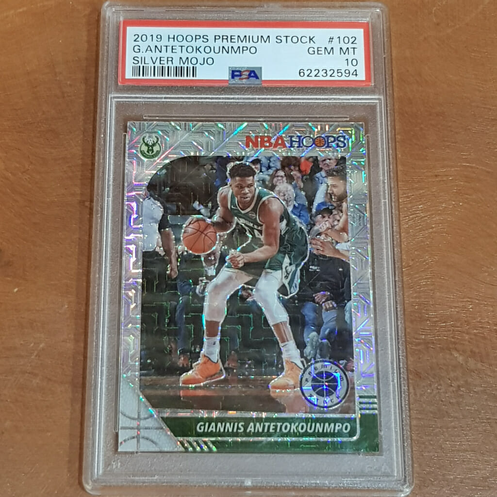 2019 Hoops Premium Stock Giannis Antetokounmpo Silver Mojo #102 Psa 10 Gem Mint #60208