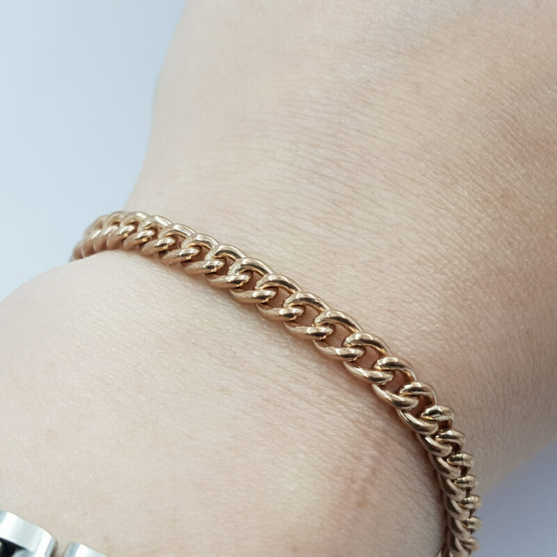 9ct Rose Gold Curb Link Bracelet with Euro Bolt Clasp 19.5cm #59964