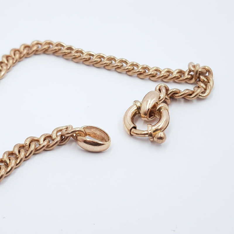 9ct Rose Gold Curb Link Bracelet with Euro Bolt Clasp 19.5cm #59964