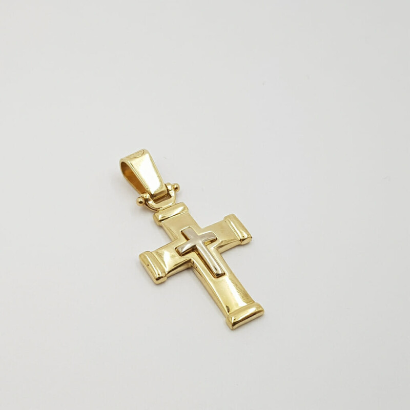 14ct Yellow Gold Double Cross Pendant #59905