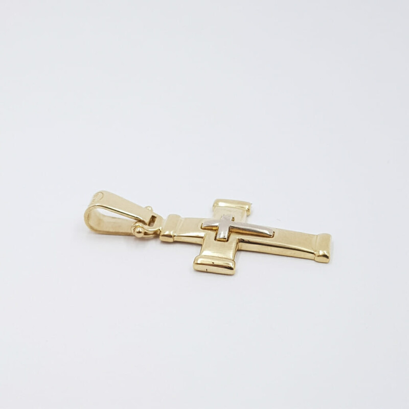 14ct Yellow Gold Double Cross Pendant #59905