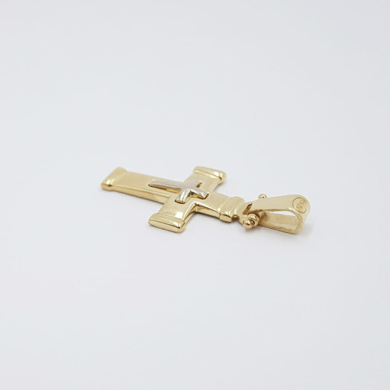 14ct Yellow Gold Double Cross Pendant #59905