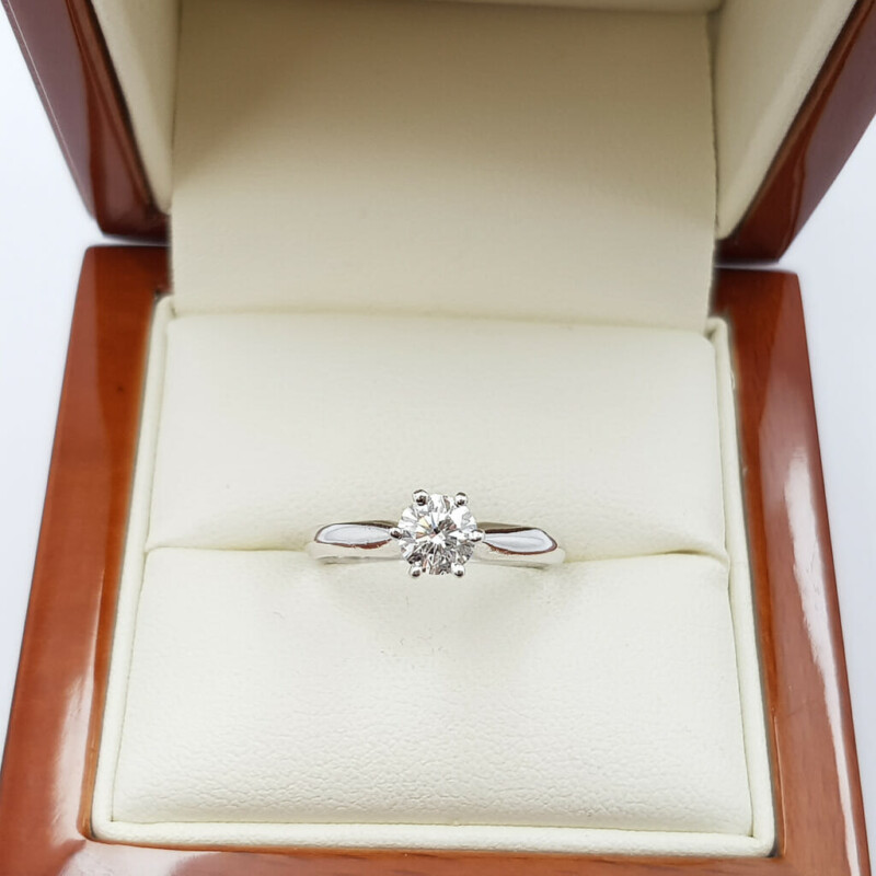 18ct White Gold 0.53ct Diamond Solitaire Ring Size L Val $5400 #58302